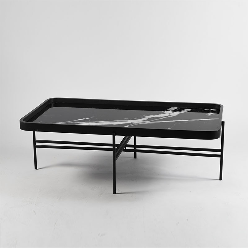שולחן סלון שחור פלטה עליונה דמוי שיש